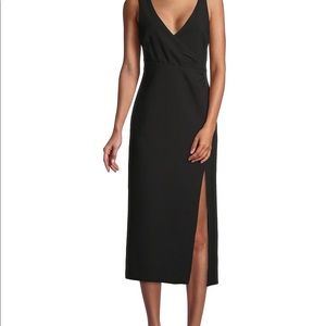 LIKELY Dress Designer “Sazan” Black Wrap V-Neck Sexy Slit NWT Sz 4 XS S